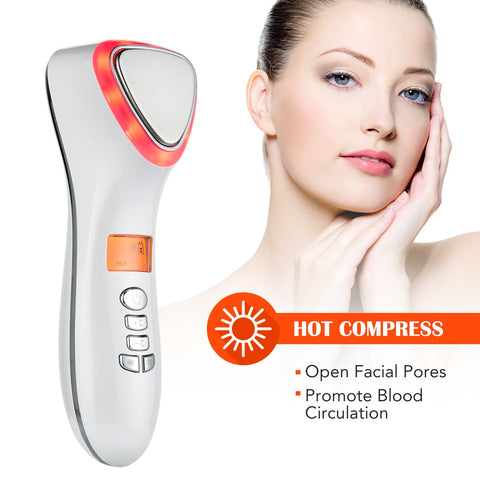 Image of Hot Cold Facial Massager Red Blue Led Light Therapy Anti-Aging