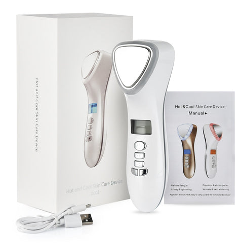 Image of Hot Cold Facial Massager Red Blue Led Light Therapy Anti-Aging