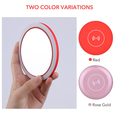Image of Portable LED Makeup Mirror Adjustable Lighted Mini Circular Travel Sensing Lighting Cosmetic Mirror Wireless USB Charging