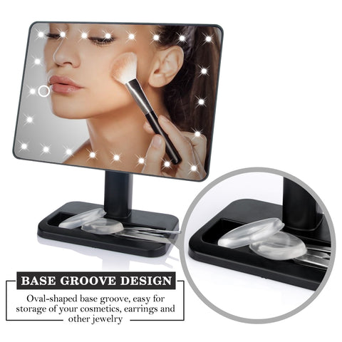 Image of LED Lights Touch Screen Makeup Mirror 360 Rotating