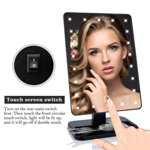 Image of LED Lights Touch Screen Makeup Mirror 360 Rotating