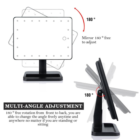 Image of LED Lights Touch Screen Makeup Mirror 360 Rotating