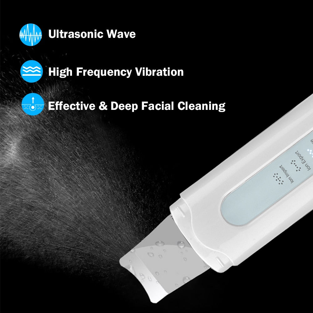 Ultrasonic Skin Scrubber Ultrasound Ion Deep Facial Cleansing Machine Remove Blackhead Wrinkle Pore Clean Face Vibrator Massage