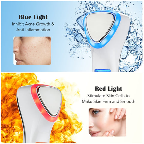Image of Hot Cold Facial Massager Red Blue Led Light Therapy Anti-Aging 
