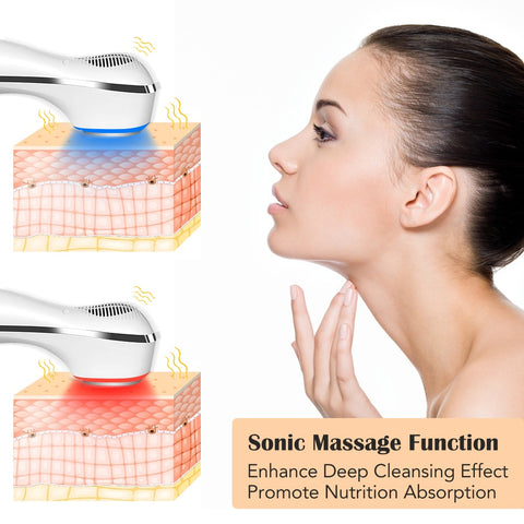 Image of Hot Cold Facial Massager Red Blue Led Light Therapy Anti-Aging 