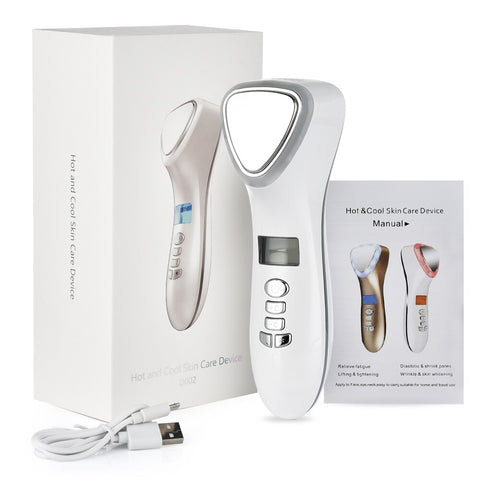 Image of Hot Cold Facial Massager Red Blue Led Light Therapy Anti-Aging 
