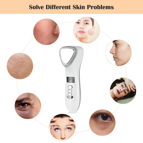 Image of Hot Cold Facial Massager Red Blue Led Light Therapy Anti-Aging 