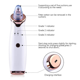 Blackhead Remover Device with 5 Adjustable Suction