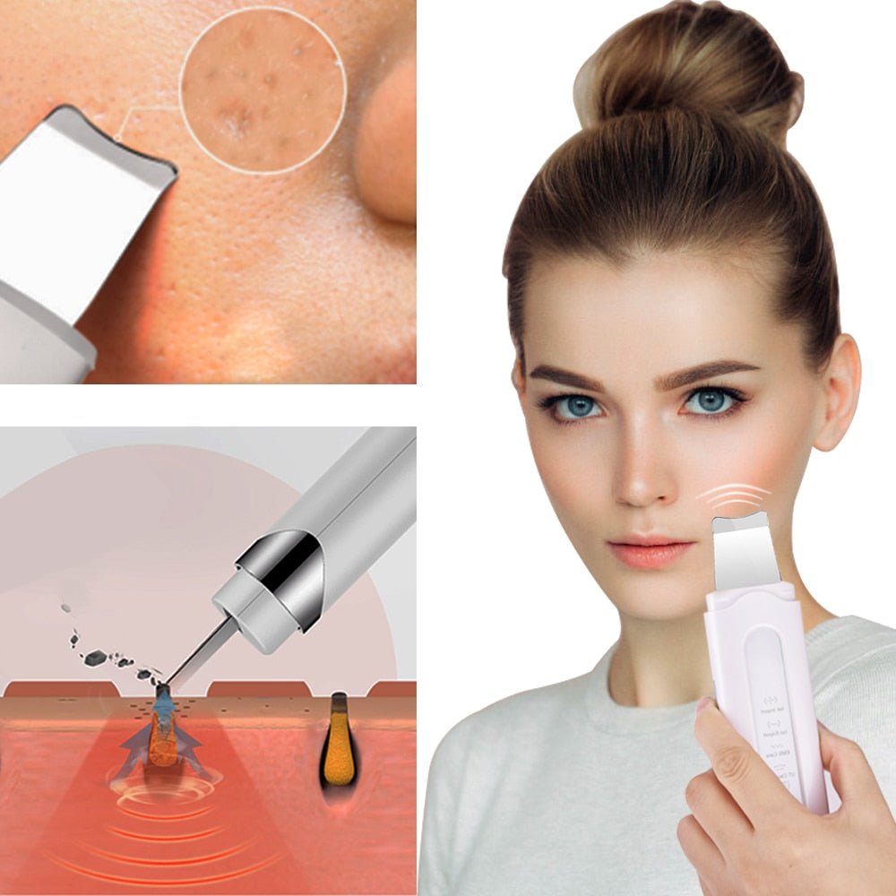 Ultrasonic Skin Scrubber Ultrasound Ion Deep Facial Cleansing Machine Remove Blackhead Wrinkle Pore Clean Face Vibrator Massage