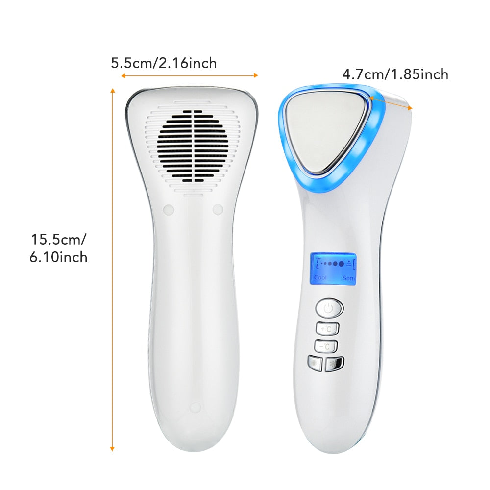 Hot Cold Facial Massager Red Blue Led Light Therapy Anti-Aging 