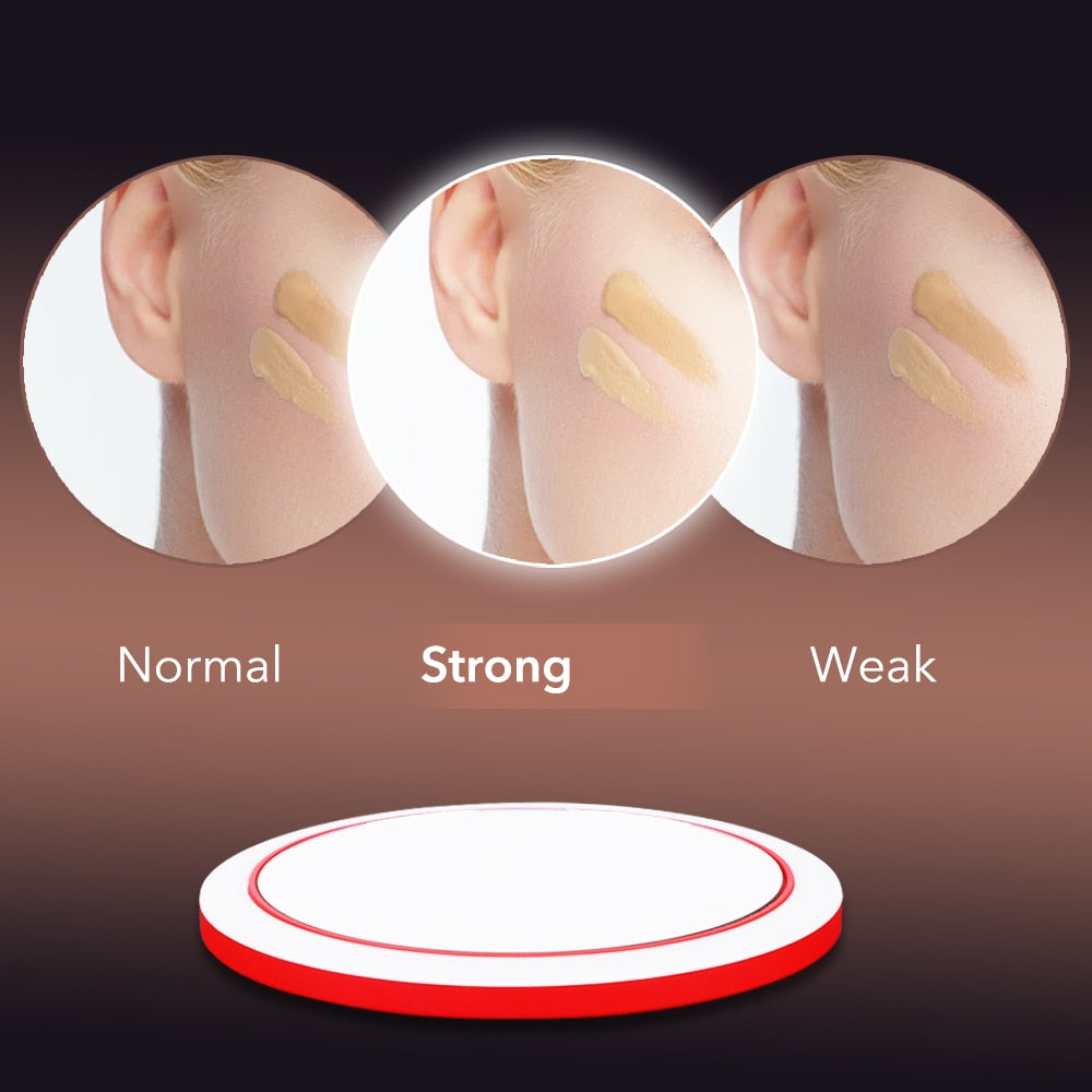 Portable LED Makeup Mirror Adjustable Lighted Mini Circular Travel Sensing Lighting Cosmetic Mirror Wireless USB Charging