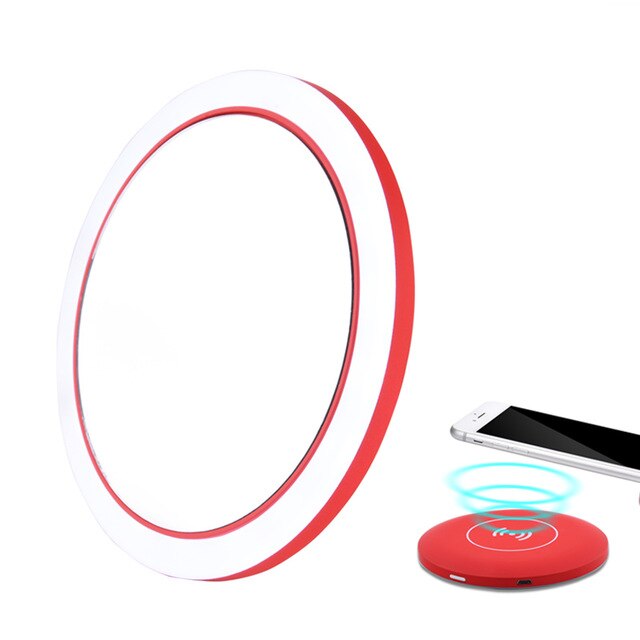 Portable LED Makeup Mirror Adjustable Lighted Mini Circular Travel Sensing Lighting Cosmetic Mirror Wireless USB Charging