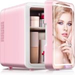 Skincare Mini Fridge with LED Mirror for Cosmetics